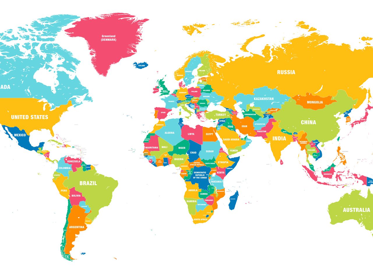 World map colours