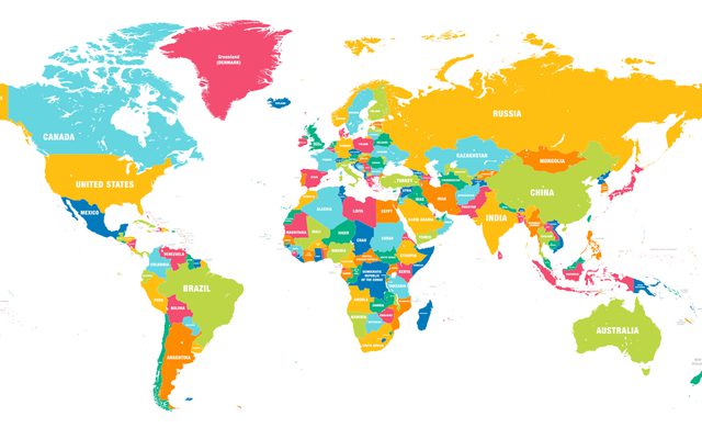 World map colours